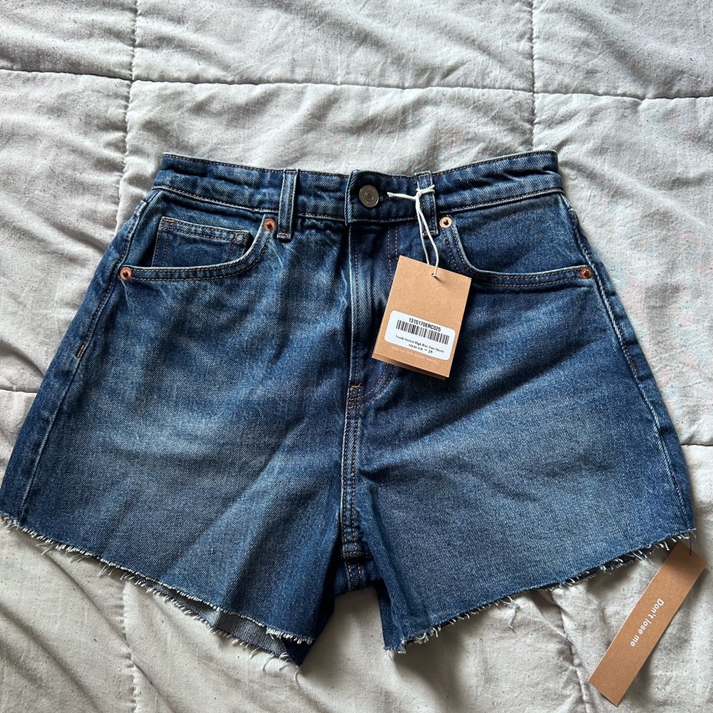 Reformation Norah Stretch High Rise Jean Shorts w/ Frayed Hem NWT